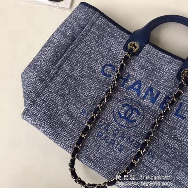 香奈兒CHANEL 2018早春度假系列最新火爆大號帆布沙灘包手提購物袋 DSC1296